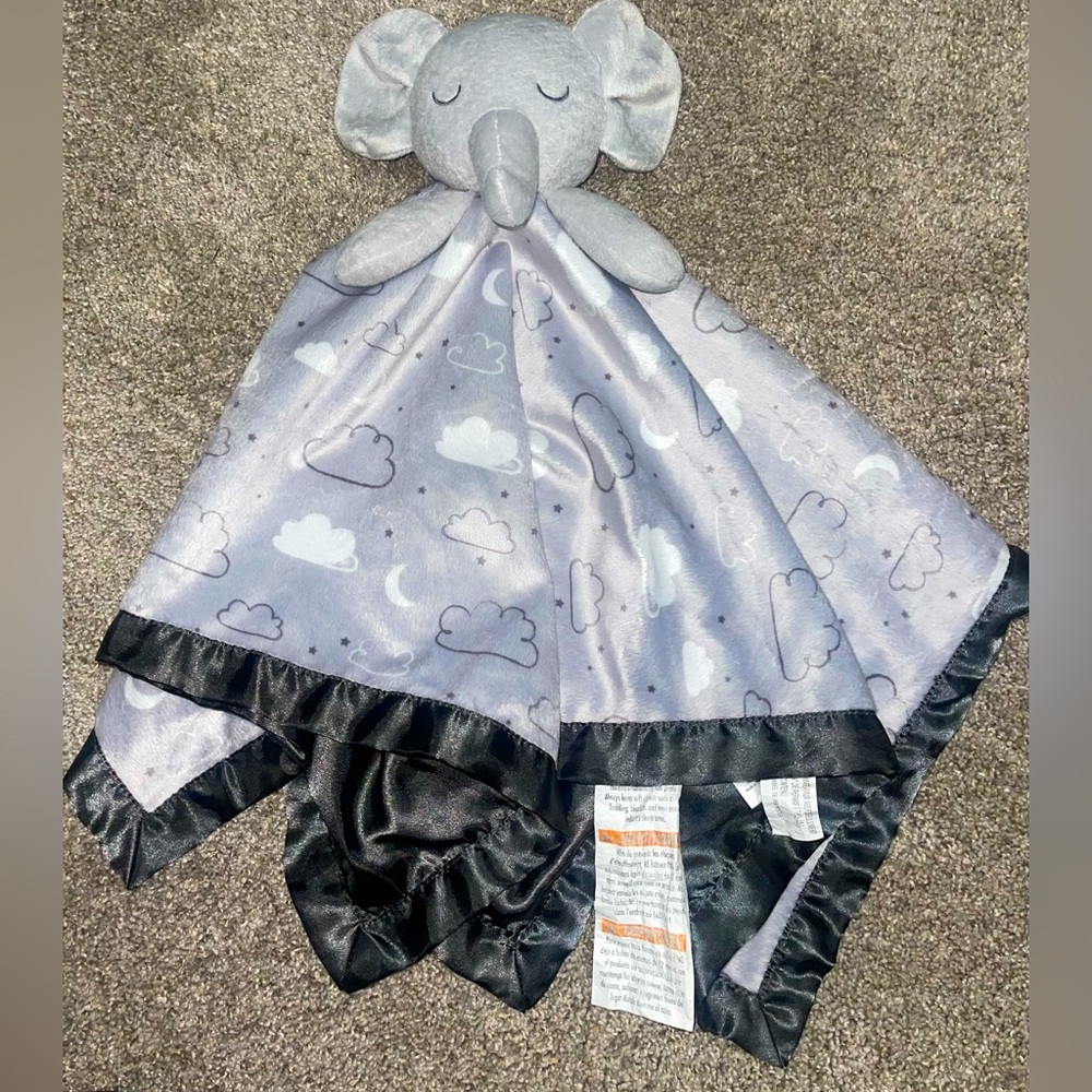 Just born Grey elephant lovey security blanket 25X25